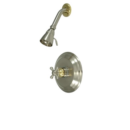 Kingston Brass Shower Faucet, 2, Wall Mount, Brushed Nickel/Polished Brass KB2639BXSO